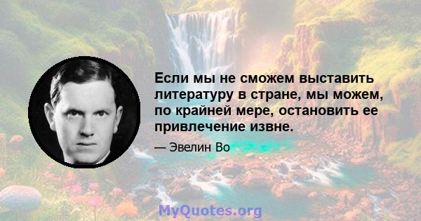 Если мы не сможем выставить литературу в стране, мы можем, по крайней мере, остановить ее привлечение извне.