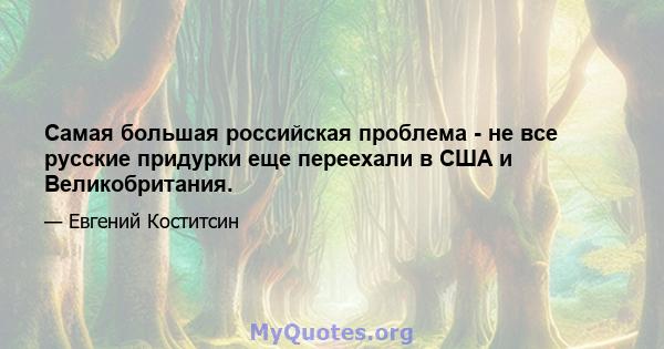 Самая большая российская проблема - не все русские придурки еще переехали в США и Великобритания.