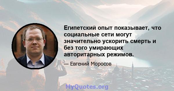 Египетский опыт показывает, что социальные сети могут значительно ускорить смерть и без того умирающих авторитарных режимов.