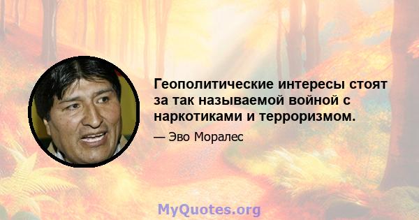 Геополитические интересы стоят за так называемой войной с наркотиками и терроризмом.