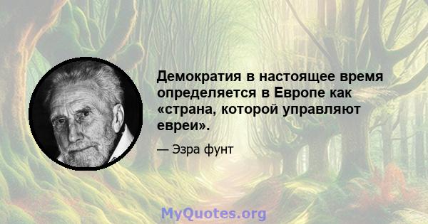 Демократия в настоящее время определяется в Европе как «страна, которой управляют евреи».