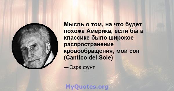 Мысль о том, на что будет похожа Америка, если бы в классике было широкое распространение кровообращения, мой сон (Cantico del Sole)