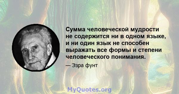 Сумма человеческой мудрости не содержится ни в одном языке, и ни один язык не способен выражать все формы и степени человеческого понимания.