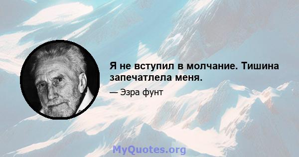 Я не вступил в молчание. Тишина запечатлела меня.