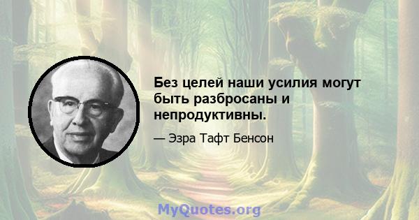 Без целей наши усилия могут быть разбросаны и непродуктивны.