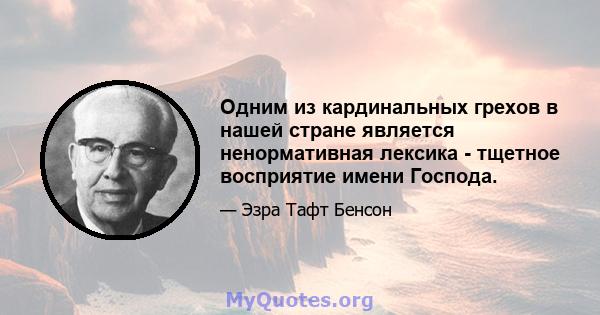 Одним из кардинальных грехов в нашей стране является ненормативная лексика - тщетное восприятие имени Господа.