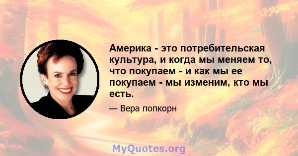 Америка - это потребительская культура, и когда мы меняем то, что покупаем - и как мы ее покупаем - мы изменим, кто мы есть.