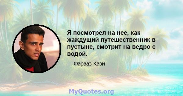 Я посмотрел на нее, как жаждущий путешественник в пустыне, смотрит на ведро с водой.