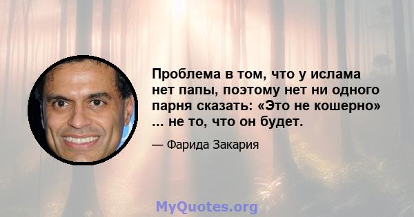 Проблема в том, что у ислама нет папы, поэтому нет ни одного парня сказать: «Это не кошерно» ... не то, что он будет.