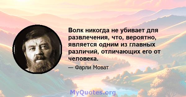 Волк никогда не убивает для развлечения, что, вероятно, является одним из главных различий, отличающих его от человека.