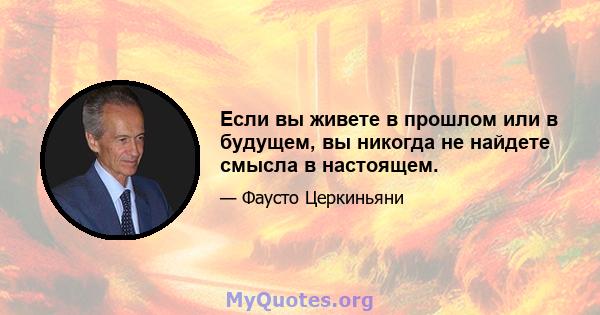 Если вы живете в прошлом или в будущем, вы никогда не найдете смысла в настоящем.