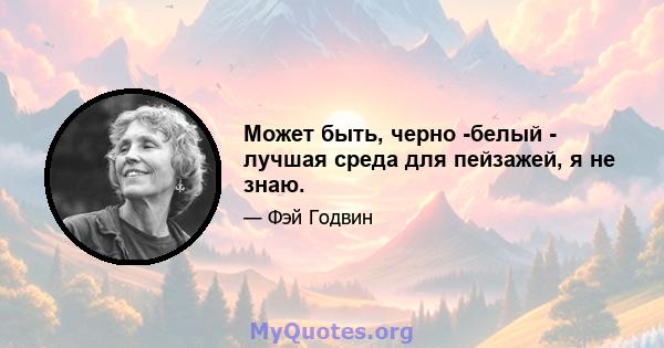 Может быть, черно -белый - лучшая среда для пейзажей, я не знаю.