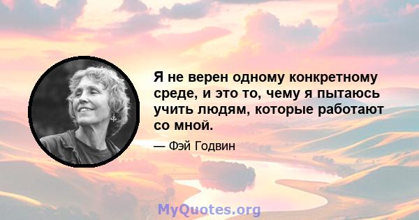 Я не верен одному конкретному среде, и это то, чему я пытаюсь учить людям, которые работают со мной.