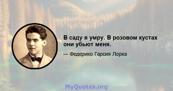 В саду я умру. В розовом кустах они убьют меня.