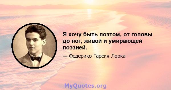 Я хочу быть поэтом, от головы до ног, живой и умирающей поэзией.