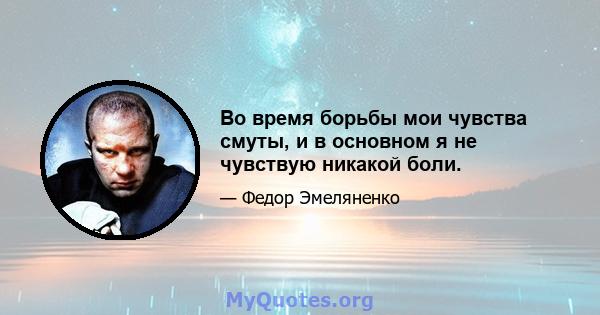 Во время борьбы мои чувства смуты, и в основном я не чувствую никакой боли.