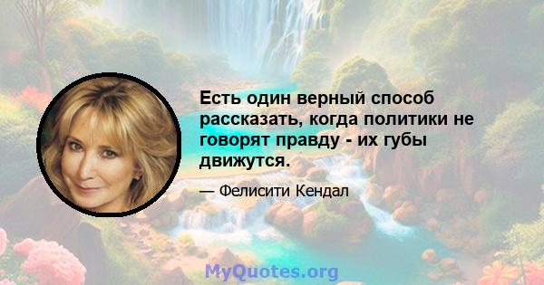 Есть один верный способ рассказать, когда политики не говорят правду - их губы движутся.