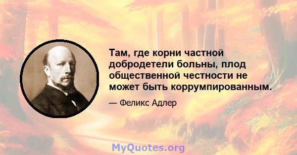 Там, где корни частной добродетели больны, плод общественной честности не может быть коррумпированным.