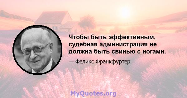 Чтобы быть эффективным, судебная администрация не должна быть свинью с ногами.