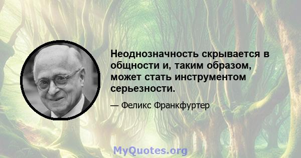 Неоднозначность скрывается в общности и, таким образом, может стать инструментом серьезности.