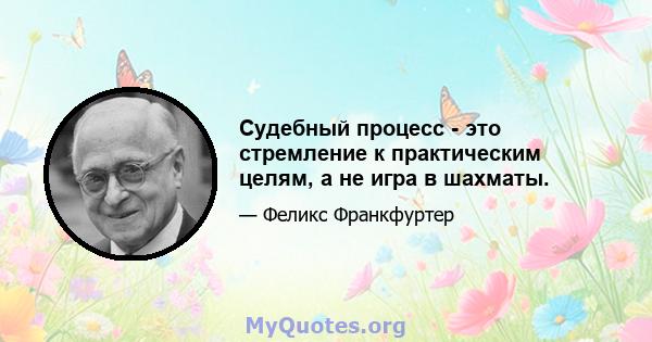 Судебный процесс - это стремление к практическим целям, а не игра в шахматы.