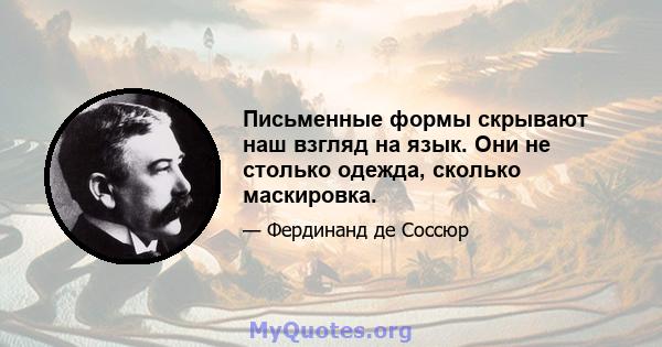 Письменные формы скрывают наш взгляд на язык. Они не столько одежда, сколько маскировка.