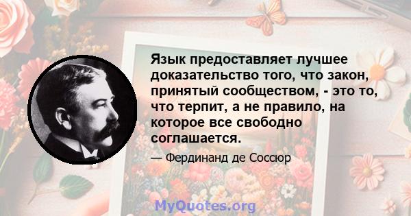 Язык предоставляет лучшее доказательство того, что закон, принятый сообществом, - это то, что терпит, а не правило, на которое все свободно соглашается.