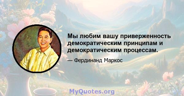 Мы любим вашу приверженность демократическим принципам и демократическим процессам.