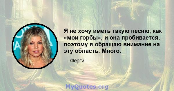 Я не хочу иметь такую ​​песню, как «мои горбы», и она пробивается, поэтому я обращаю внимание на эту область. Много.