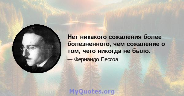 Нет никакого сожаления более болезненного, чем сожаление о том, чего никогда не было.