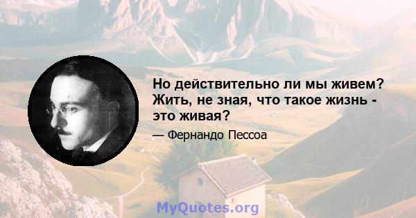 Но действительно ли мы живем? Жить, не зная, что такое жизнь - это живая?