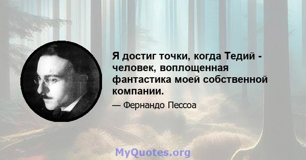 Я достиг точки, когда Тедий - человек, воплощенная фантастика моей собственной компании.