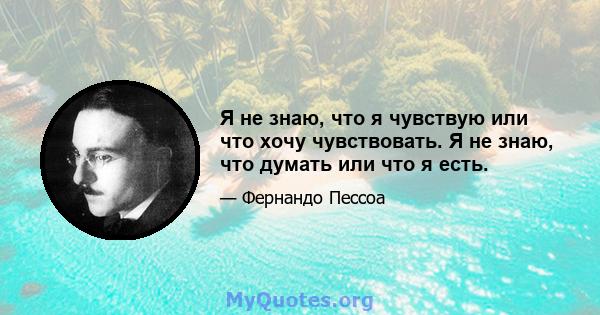 Я не знаю, что я чувствую или что хочу чувствовать. Я не знаю, что думать или что я есть.