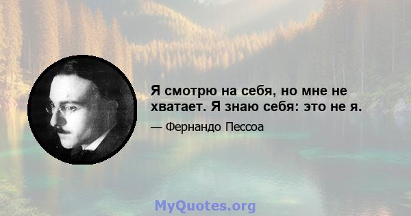 Я смотрю на себя, но мне не хватает. Я знаю себя: это не я.