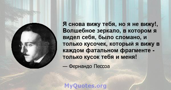 Я снова вижу тебя, но я не вижу!, Волшебное зеркало, в котором я видел себя, было сломано, и только кусочек, который я вижу в каждом фатальном фрагменте - только кусок тебя и меня!