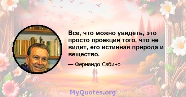 Все, что можно увидеть, это просто проекция того, что не видит, его истинная природа и вещество.