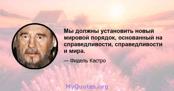 Мы должны установить новый мировой порядок, основанный на справедливости, справедливости и мира.