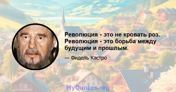 Революция - это не кровать роз. Революция - это борьба между будущим и прошлым.