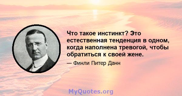 Что такое инстинкт? Это естественная тенденция в одном, когда наполнена тревогой, чтобы обратиться к своей жене.