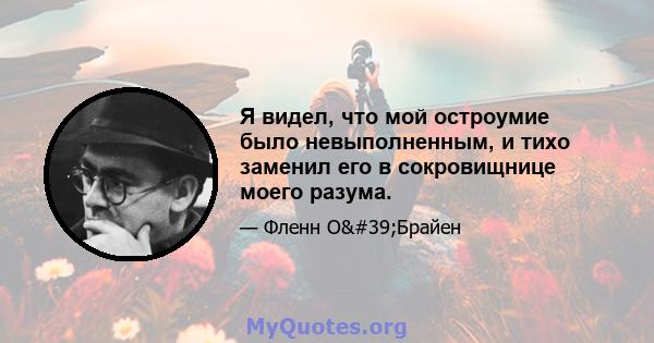 Я видел, что мой остроумие было невыполненным, и тихо заменил его в сокровищнице моего разума.