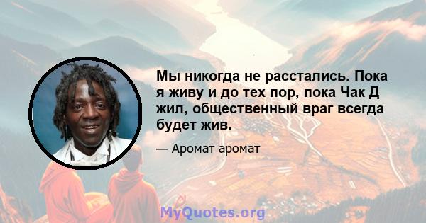 Мы никогда не расстались. Пока я живу и до тех пор, пока Чак Д жил, общественный враг всегда будет жив.