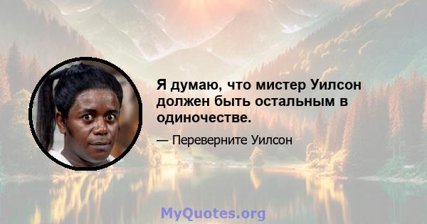 Я думаю, что мистер Уилсон должен быть остальным в одиночестве.