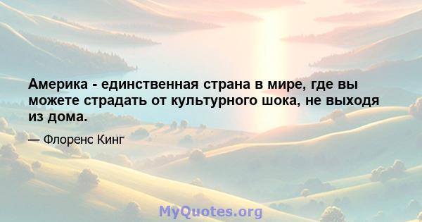 Америка - единственная страна в мире, где вы можете страдать от культурного шока, не выходя из дома.