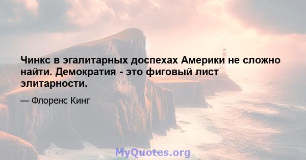 Чинкс в эгалитарных доспехах Америки не сложно найти. Демократия - это фиговый лист элитарности.