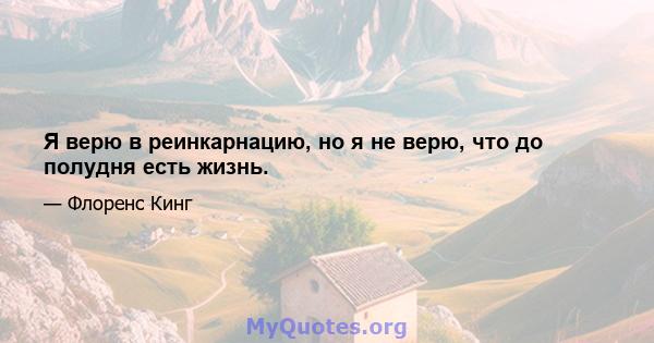 Я верю в реинкарнацию, но я не верю, что до полудня есть жизнь.