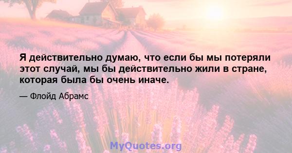 Я действительно думаю, что если бы мы потеряли этот случай, мы бы действительно жили в стране, которая была бы очень иначе.