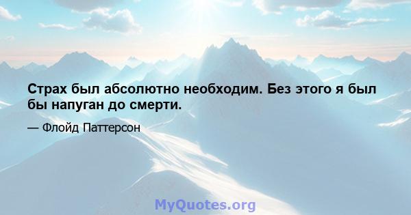 Страх был абсолютно необходим. Без этого я был бы напуган до смерти.