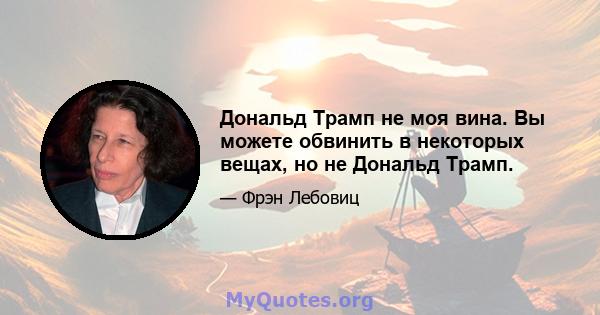 Дональд Трамп не моя вина. Вы можете обвинить в некоторых вещах, но не Дональд Трамп.