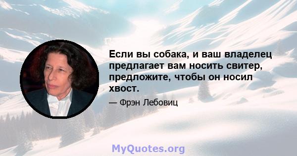 Если вы собака, и ваш владелец предлагает вам носить свитер, предложите, чтобы он носил хвост.