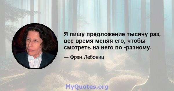 Я пишу предложение тысячу раз, все время меняя его, чтобы смотреть на него по -разному.